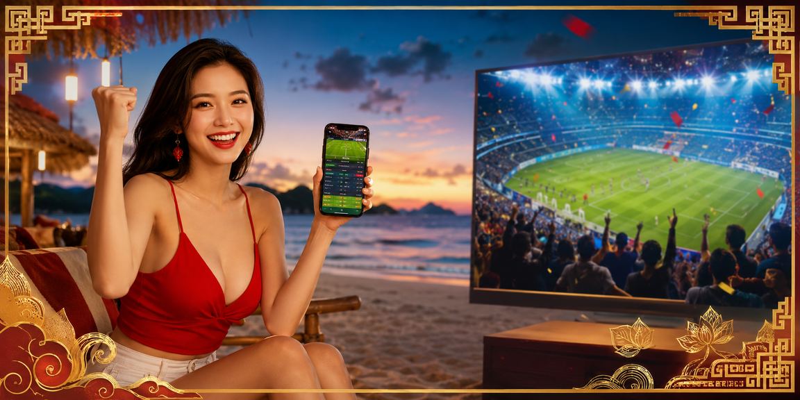 Người chơi tham gia cá cược thể thao tại bãi biển Côn Đảo với thiết bị di động